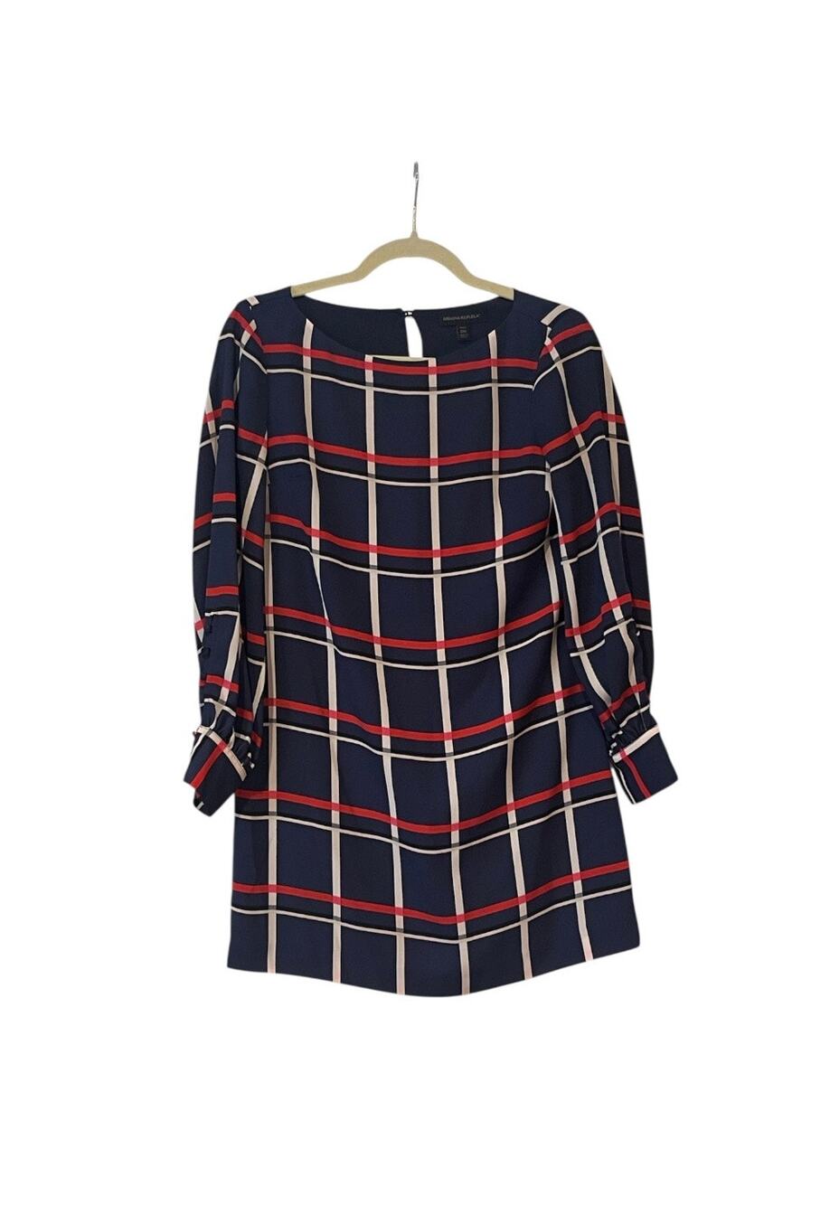 Banana Republic Shift Plaid Dress Longsleeve Petite Size 00